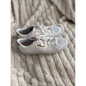 Women's ADIDAS 'Sleek' Sz 8.5 In Patent White Gold Practically New Condition